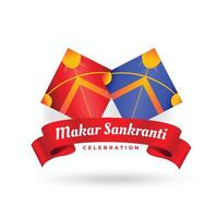 Indisch makar sankranti festival kaart met twee vliegers vector