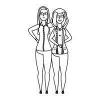 schattige jonge vrouwen avatars-personages vector