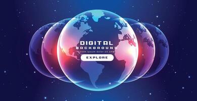 digitaal gloeiend aarde concept banier ontwerp vector