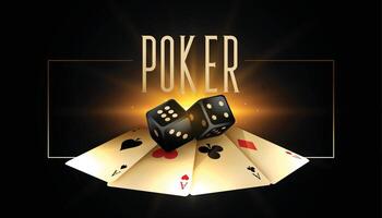 poker achtergrond met gouden kaarten en realistisch Dobbelsteen vector