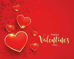 elegant valentijnsdag dag wensen kaart met gouden harten vector
