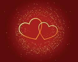 valentijnsdag dag sprankelend liefde gouden harten Aan rood achtergrond vector