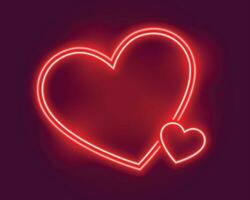 gloeiend neon harten groet voor valentijnsdag dag vector