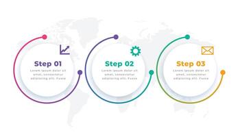 drie stappen modern circulaire infographic sjabloon ontwerp vector