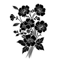 ai gegenereerd silhouet bloem boeket zwart kleur enkel en alleen vector