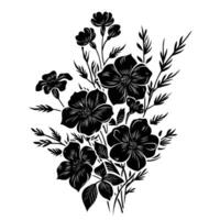 ai gegenereerd silhouet bloem boeket zwart kleur enkel en alleen vector