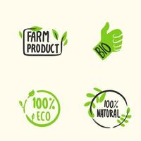 biologische etiketten. verse eco-vegetarische emblemen, veganistisch label en logo voor gezonde voeding. sticker of ecologische productstempel. biologische etiketten. milieuvriendelijk vegetarisch embleem, veganistisch label en logo voor gezonde voeding
