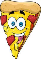 glimlachen pizza plak tekenfilm karakter. vector hand- getrokken illustratie