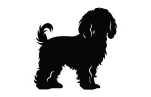 cockapoo hond vector zwart silhouet geïsoleerd Aan een wit achtergrond