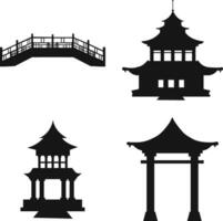 traditioneel Chinese gebouw elementen. Chinese tempel Aan wit achtergrond. vector