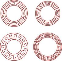 rood Chinese cirkel kader pictogrammen. oosters stijl. geïsoleerd vector