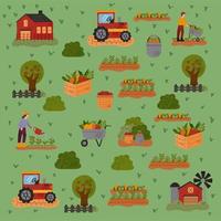 patroon van boerderij en landbouw set pictogrammen vector