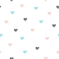 naadloos vector patroon met grijs, roze en blauw harten Aan een wit achtergrond. tekenfilm ontwerp over liefde.