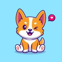 schattig corgi hond zittend tekenfilm vector icoon illustratie. dier natuur icoon concept geïsoleerd premie vector. vlak tekenfilm stijl