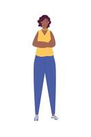 jonge afro vrouw met blauwe broek avatar karakter vector