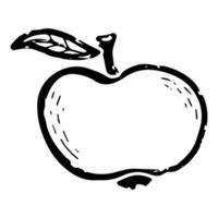 een zwart en wit tekening van een appel vector
