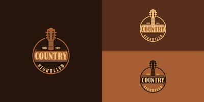 land gitaar muziek- western wijnoogst retro salon bar cowboy logo ontwerp gepresenteerd met meerdere achtergrond kleuren. de logo is ook geschikt voor western restaurant en bar logo ontwerp inspiratie vector