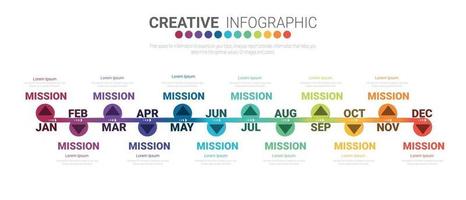 zakelijke infographics-sjabloon voor 12 maanden vector