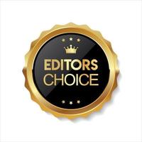 gouden editors keuze badge op witte achtergrond vector