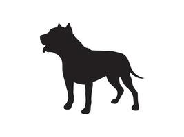 pitbull zwart en wit silhouet van een hond vector