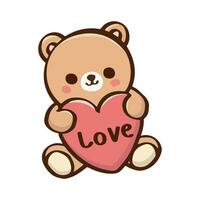 schattig beer pastel van Valentijnsdag dag en liefde verjaardag. vector