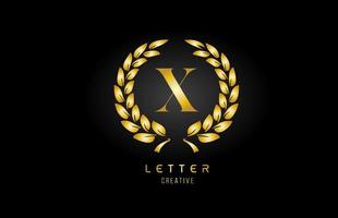 goud gouden x alfabet letterpictogram logo met bloemdessin voor zaken en bedrijf vector