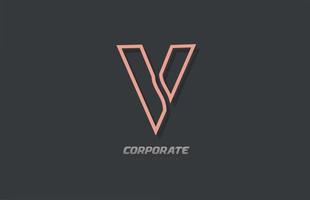 v alfabet letter lijn bedrijf bedrijf bruin grijs logo pictogram ontwerp vector