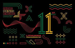Litouws onafhankelijkheid dag meetkundig abstract achtergrond vorm met 11e maart logo. vector