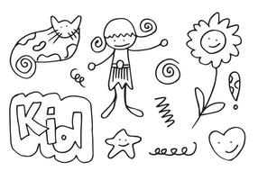 handgetekende kinderen doodle ingesteld op witte achtergrond. vector