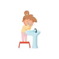 wassen kinderen tanden poetsen toilet hygiëne zeep dagelijkse routine voor kinderen set vector