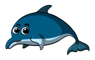 Blauwe dolfijn op witte achtergrond vector
