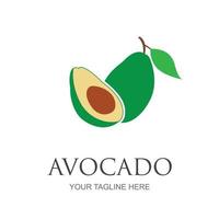 avocado fruit logo sjabloon. avocado helft met blad vector design. logo voor gezondheidsvoeding