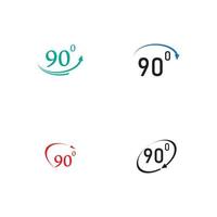 hoek 90 graden teken pictogram. geometrie wiskunde symbool. juiste hoek. klassiek plat icoon. gekleurde cirkels. vector