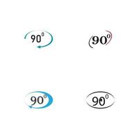 hoek 90 graden teken pictogram. geometrie wiskunde symbool. juiste hoek. klassiek plat icoon. gekleurde cirkels. vector