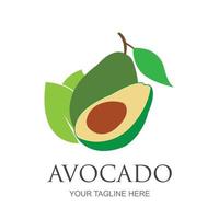 avocado fruit logo sjabloon. avocado helft met blad vector design. logo voor gezondheidsvoeding