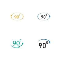 hoek 90 graden teken pictogram. geometrie wiskunde symbool. juiste hoek. klassiek plat icoon. gekleurde cirkels. vector