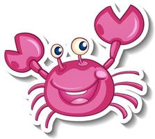 lachende roze krab cartoon sticker vector