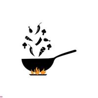 kookpot logo-ontwerp voor bedrijf en bedrijf. vector
