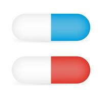 rood en blauw sjabloon pillen capsules geïsoleerd. klaar voor uw ontwerp. vector illustratie