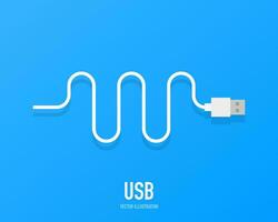 macht concept achtergrond ontwerp, USB wit kabel , geïsoleerd Aan een blauw achtergrond. vector