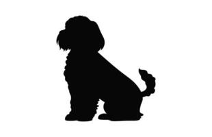 een cockapoo hond zwart silhouet vector vrij