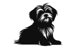 shih tzu hond vector zwart silhouet geïsoleerd Aan een wit achtergrond