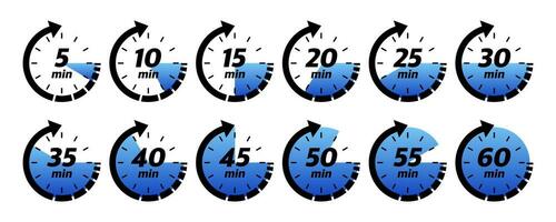 10, 15, 20, 25, 30, 35, 40, 45, 50 min, Super goed ontwerp voor ieder doeleinden. vector logo