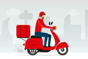 online levering. koerier onderhoud levering. snel geld. kaart volgen, scooter. vector illustratie.