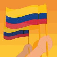 handen met colombia-vlaggen vector