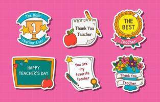 lerarendag waardering stickers set vector