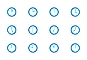 24 uur reeks van klok icoon. analoog klok 24 uren dag nacht serieel icoon symbool vlak volgorde sjabloon, vector