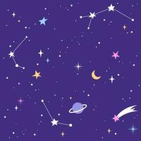 sterren en sterrenbeelden naadloos patroon. gemakkelijk ruimte achtergrond. nacht lucht, kosmisch illustratie, vector tekening.