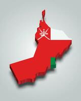 Oman 3d kaart met vlag vector