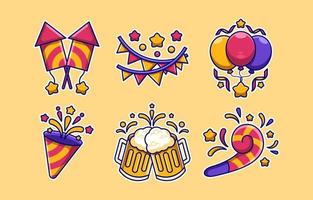 nieuwjaarsfeest set sticker vector